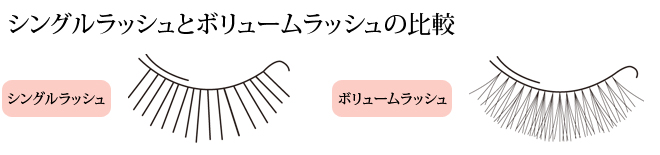 シングルラッシュとボリュームラッシュの比較